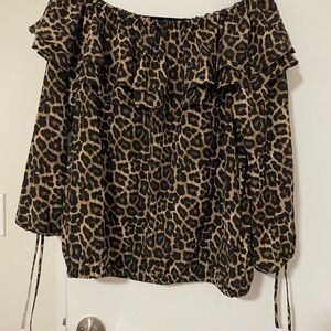 Michael Kors Animal Print Off-Shoulder Blouse